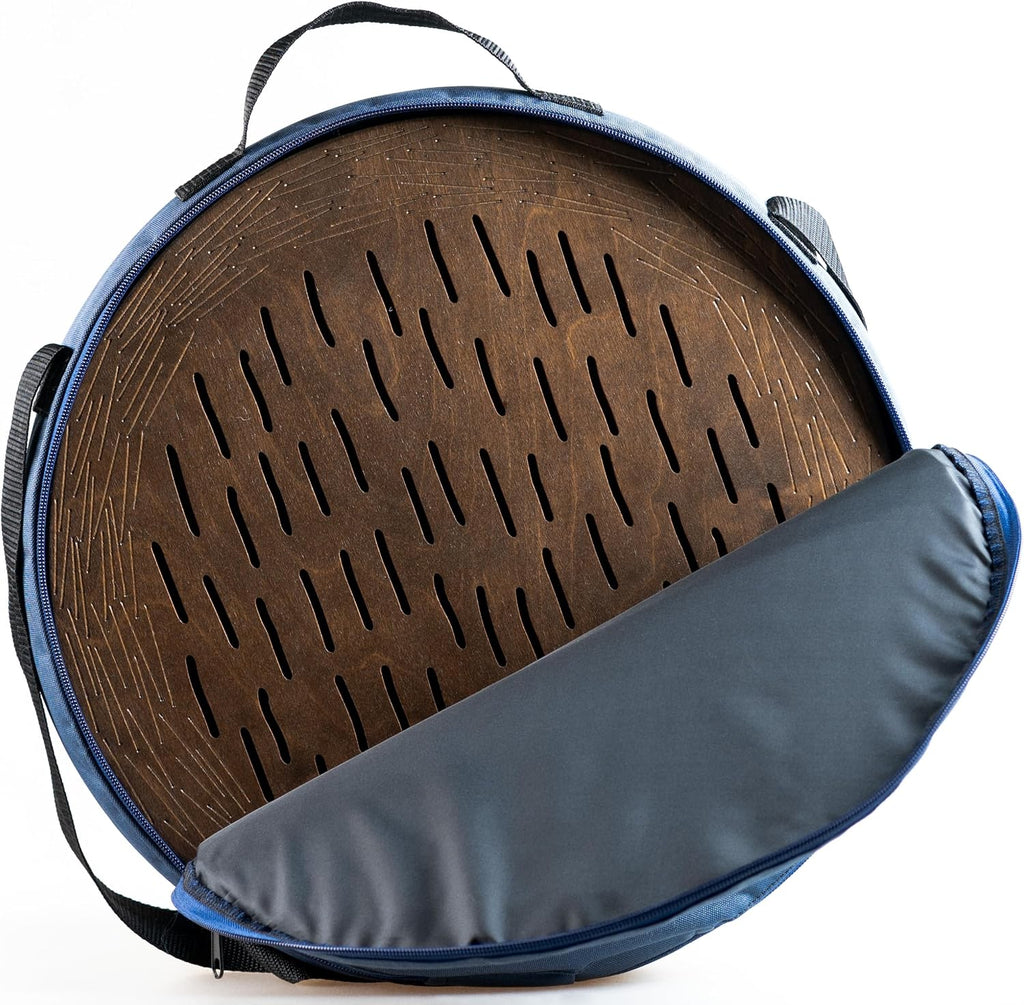 Water-Fall Disc — Wooden Ocean Drum, Storm, 16' (40 cm) | Long Water Ambience for Sound Bath, Meditation & Yoga | With Protective Bag