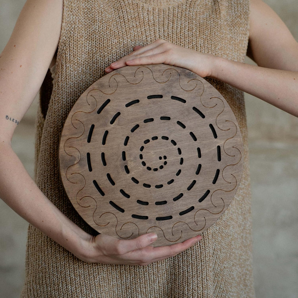Water-Fall Disc — Wooden Ocean Drum, Swirl, 12' (30 cm) | Realistic Ocean Waves & Waterfall Sound for Meditation & Yoga | No Bag