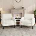 Homkdom Accent Chairs Set of 2 for Living Room,Mid Century Modern Reading Chair with 2 Side Pockets,Upholstered Armchair for Apartment,Small Room,Beige