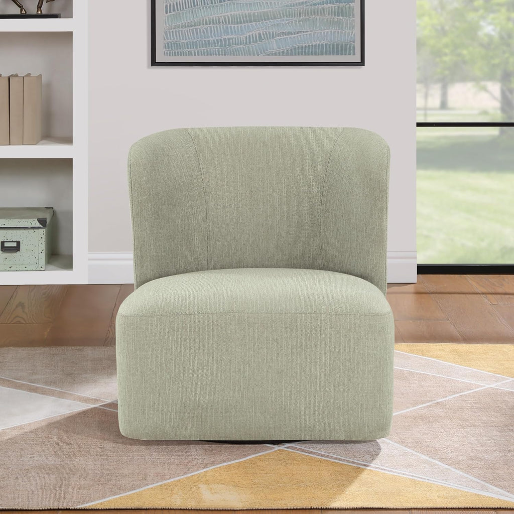 OSP Home Furnishings Lucia Modern Barrel Swivel Accent Chair, Fog Fabric