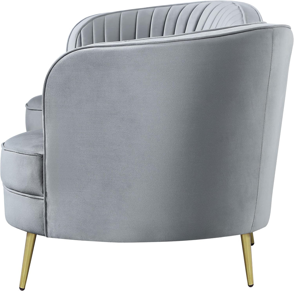 Coaster Home Furnishings - Sophia - Velvet Fabric Upholstered Channel Tufted Stationary Sofa with Inverted Camel Back - Contemporary - Living Room - Gray - 506864