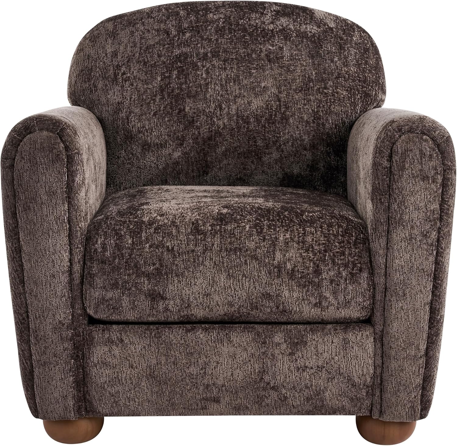Christopher Knight Home Peysz Modern Accent Chair, Chenille Upholstered Armchair with Rounded Wooden Legs, Comfortable Single Sofa, Soft Cushion Seating, Lounge Chair Indoor, Dark Brown