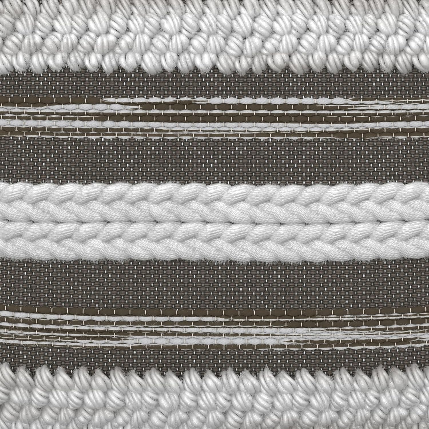 SIMPLIHOME Sommer Boho Square Pouf in Natural/Taupe Grey Handloom Woven Pattern for the Living Room, Bedroom and Kids Room