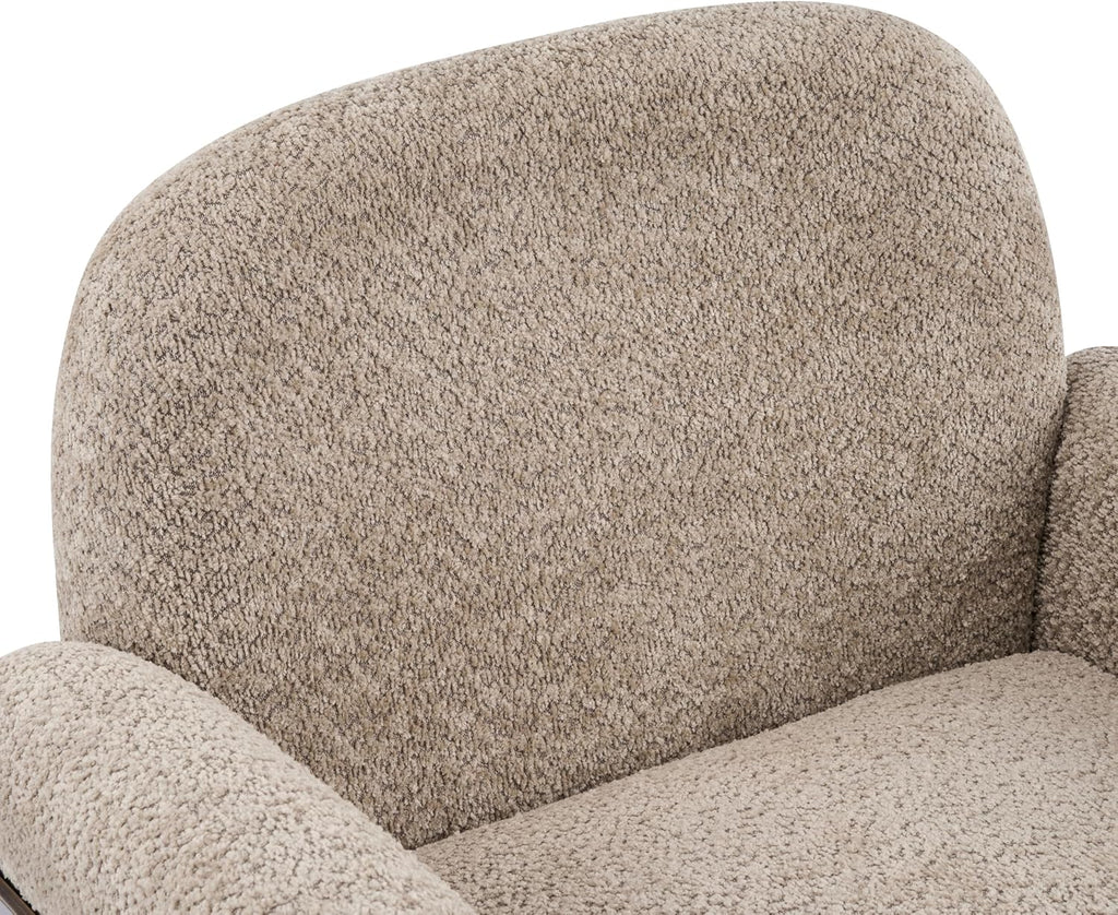 Christopher Knight Home Audrey Boucle Upholstered Accent Chair, Living Room Low Profile Armchair, Solid Wood Comfy Reading Chair, Modern Single Lounge Sofa, Light Camel