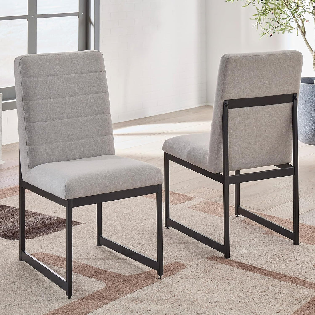Signature Design by Ashley Tomtyn Modern Upholstered Dining Chairs, Set of 2, Light Brown & Black