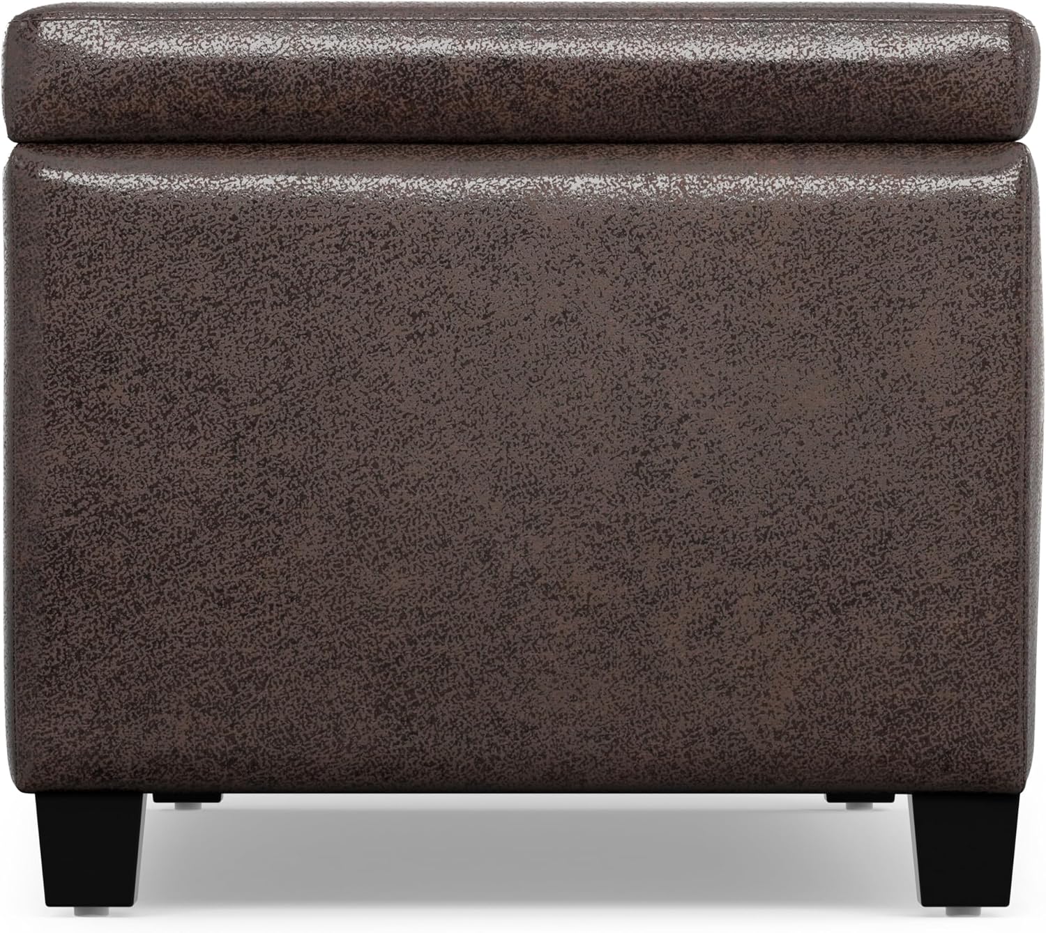 SIMPLIHOME Avalon Storage Ottoman Bench - 48' Wide x 16' High Upholstered Vegan Leather Rectangular Lift-Top Ottoman in Distressed Brown, Contemporary Bench for Living Room with High-Density Foam