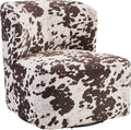 OSP Home Furnishings Lucia Modern Barrel Swivel Accent Chair, Brown Cow Print Fabric