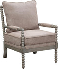 OSP Home Furnishings Abbott Spindle Accent Chair with Padded Spring Seat and Brushed Grey Base, Dolphin Beige Fabric