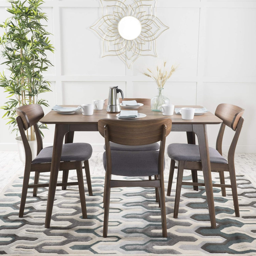 Christopher Knight Home Lucious 50' Rectangular Dining Set, 5-Pcs Set, Natural Walnut / Dark Grey