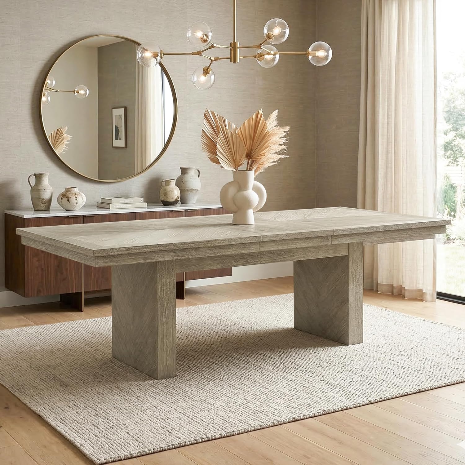 Furniture of America Westely Farmhouse Solid Wood 76-inch Rectangular Extendable Dining Table with 18-inch Removable Leaf, Seats up to 8 for Home, Kitchen, Living Room, Dinettes, Natural