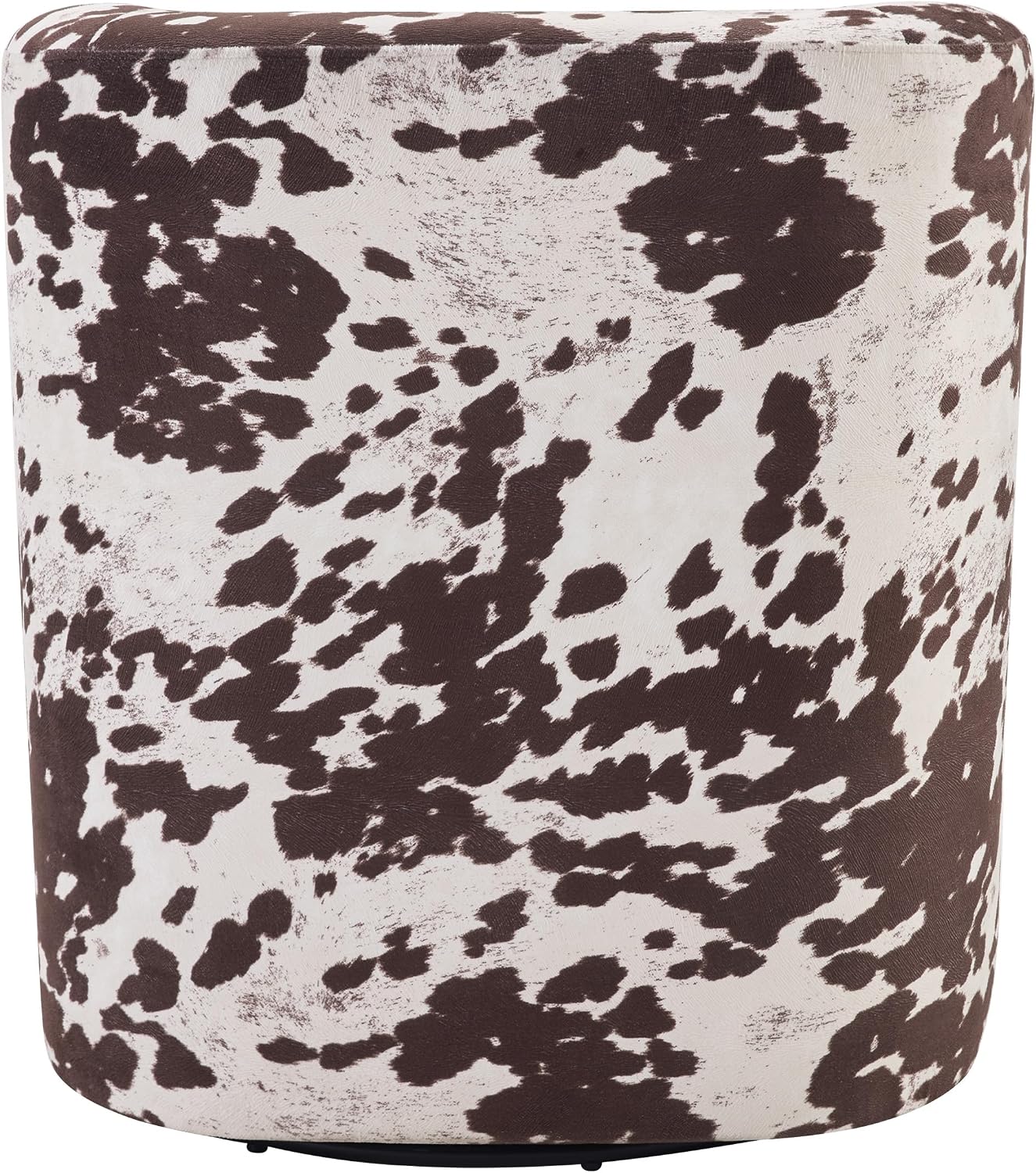 OSP Home Furnishings Lucia Modern Barrel Swivel Accent Chair, Brown Cow Print Fabric