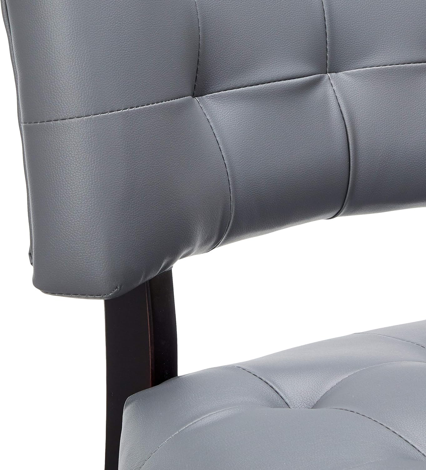 Roundhill Furniture Blended Leather Tufted Accent Chair with Oversized Seating, Gray