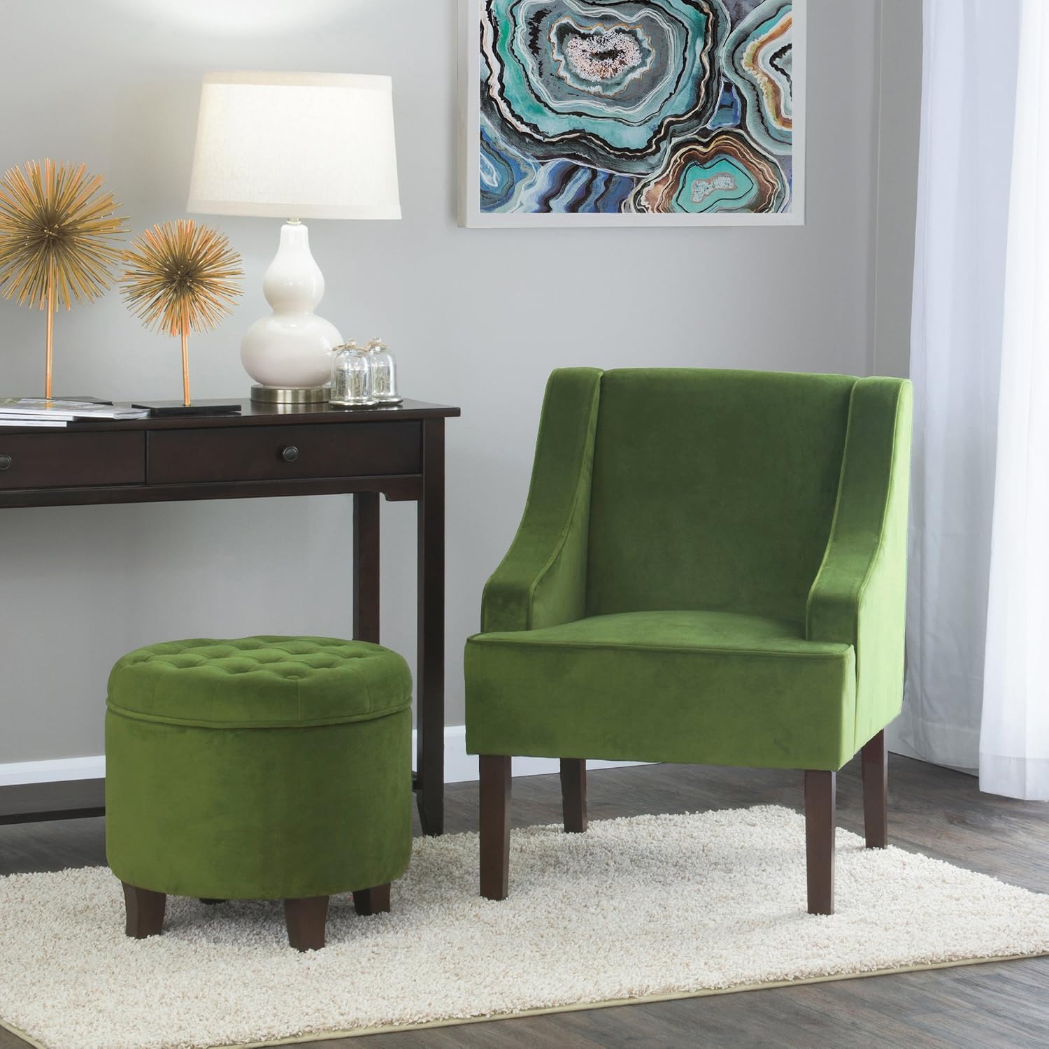 HomePop Classic Swoop Arm Accent Chair - Dark Green