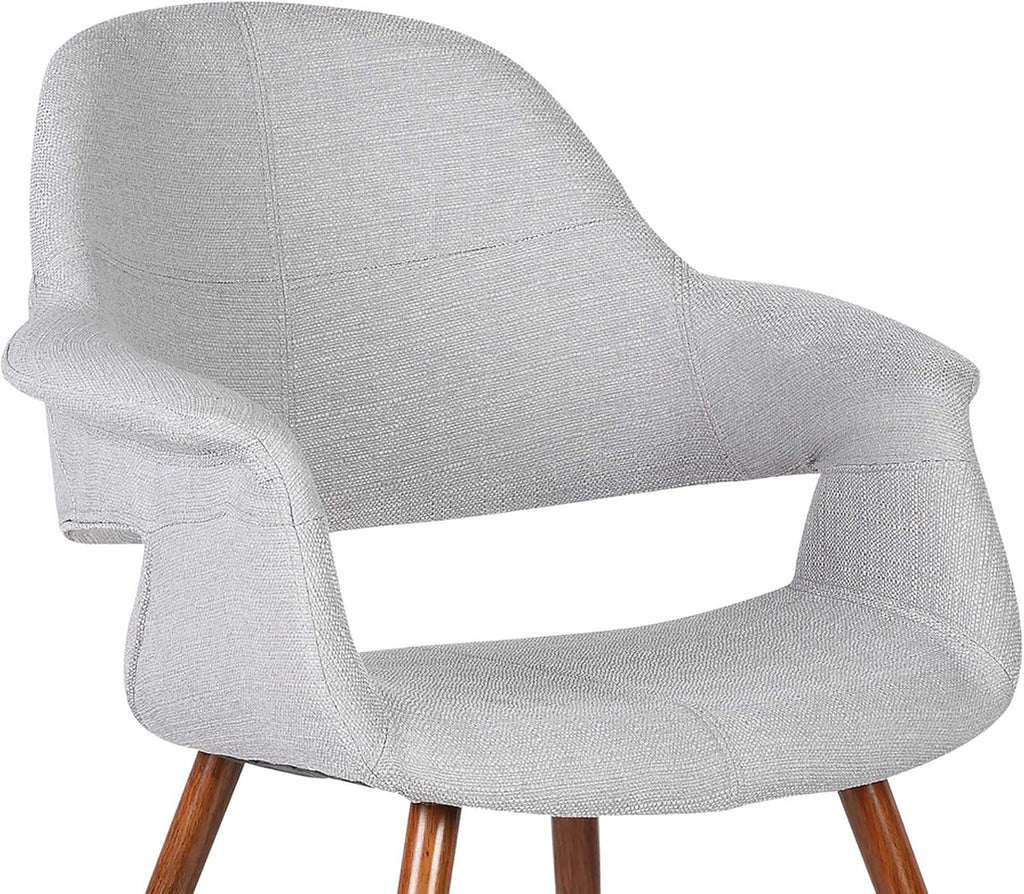 Armen Living Phoebe Mid Century Modern Accent Chair for Dining Table Kitchen Desk Vanity in Gray Fabric and Walnut Wood Finish