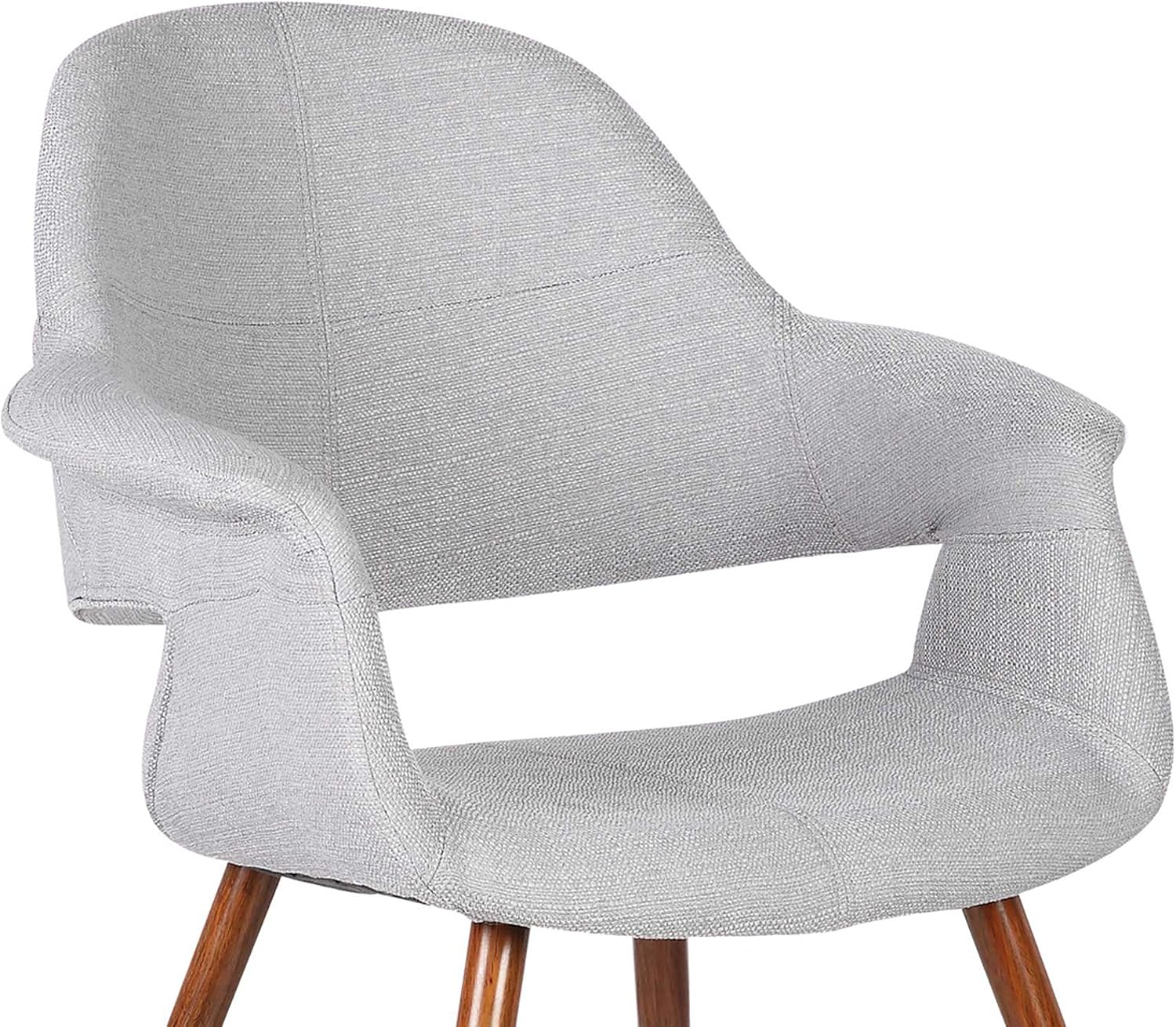 Armen Living Phoebe Mid Century Modern Accent Chair for Dining Table Kitchen Desk Vanity in Gray Fabric and Walnut Wood Finish