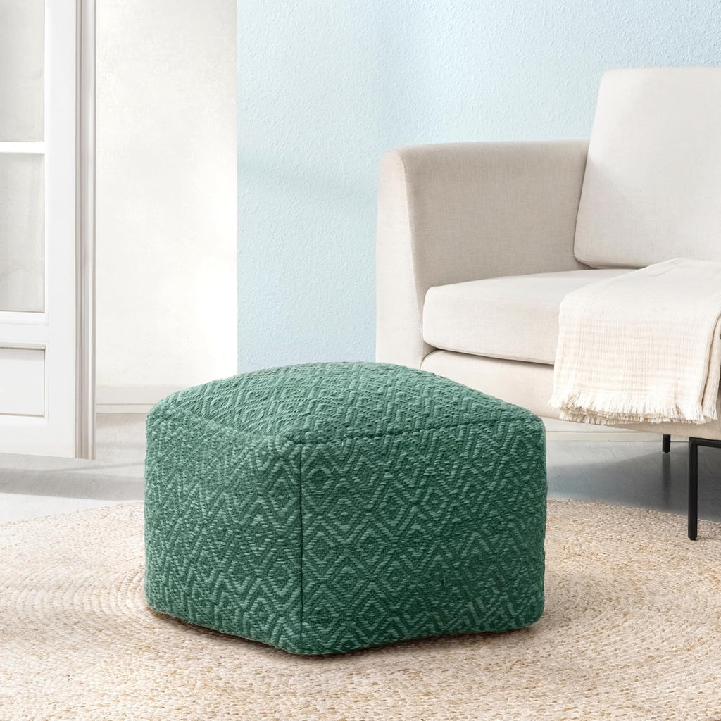 Anji Mountain Pouf Ottoman Foot Rest, Handmade Ottoman Pouf, Comfortable Foot Stool, Decorative Floor Seating for Living Room Decor, Bedroom & Home Décor Accent - Sage