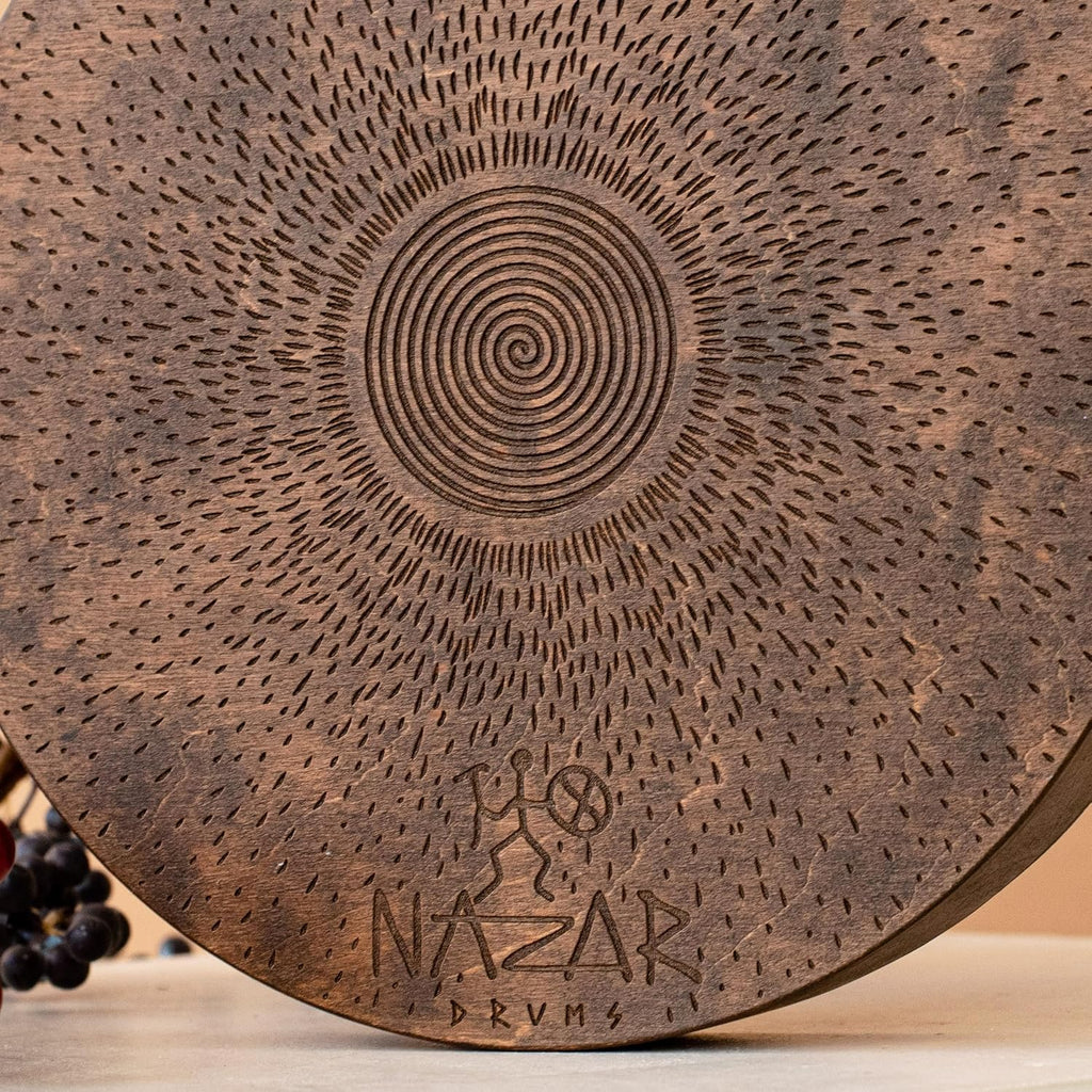 Rain-Fall Disc, 8.6 Inch (22 cm) Wooden Ocean Drum, Gentle Rain Sound for Sound Bath, Meditation & Sound Healing, Sound Ripples Design