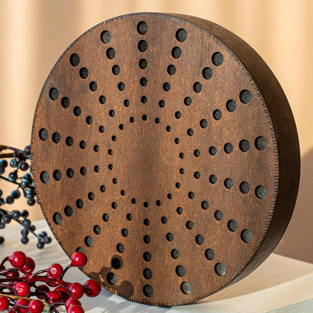 Rain-Fall Disc, 8.6 Inch (22 cm) Wooden Ocean Drum, Gentle Rain Sound for Sound Bath, Meditation & Sound Healing, Sound Ripples Design
