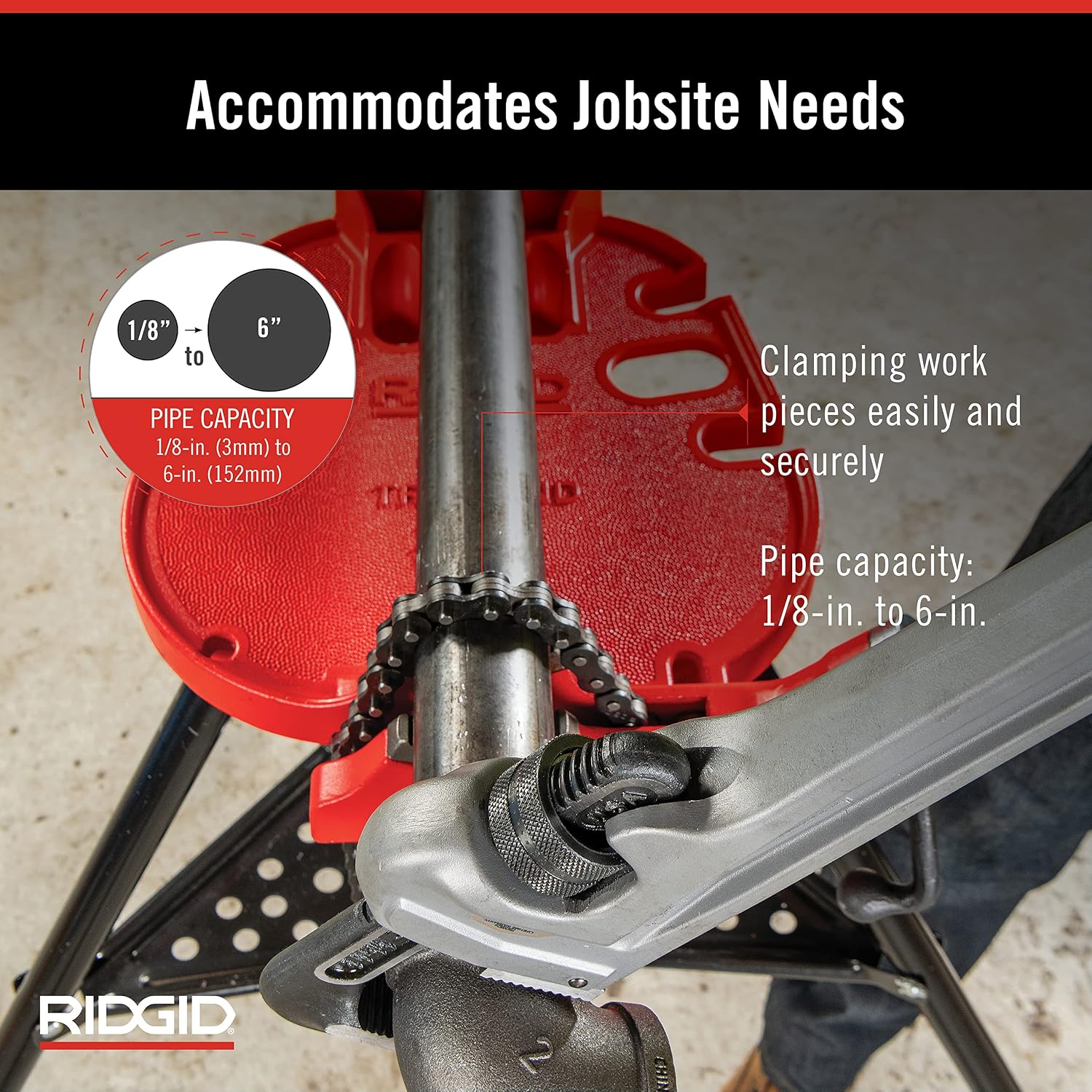 Ridgid 36273 Portable Tristand Chain Vise, Red