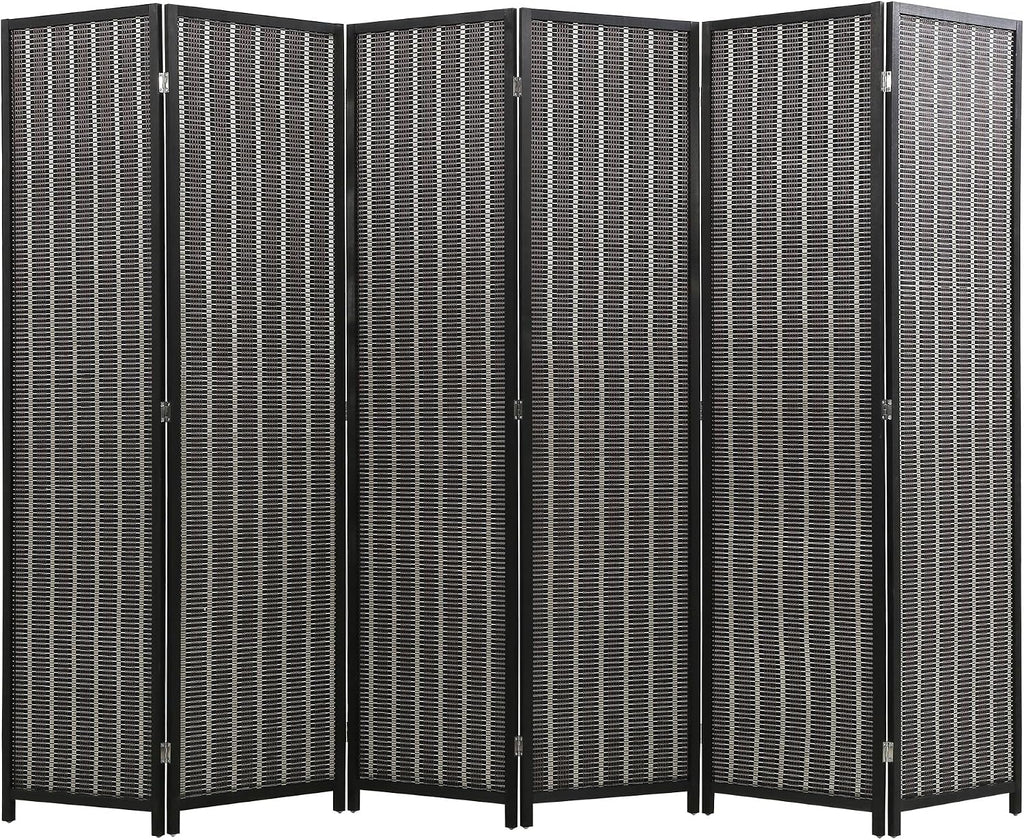 FDW Bamboo Room Divider Folding Privacy Screen 6 Panel 70 Inches High 17 Inches Wide Room Divider for Bedroom Office Study,Coal Black