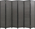 FDW Bamboo Room Divider Folding Privacy Screen 6 Panel 70 Inches High 17 Inches Wide Room Divider for Bedroom Office Study,Coal Black