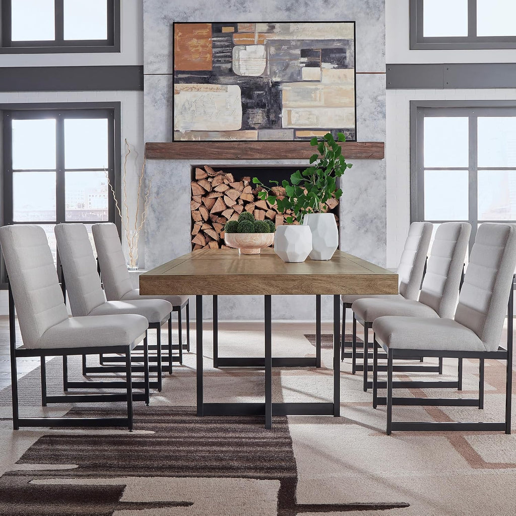 Signature Design by Ashley Tomtyn Modern Upholstered Dining Chairs, Set of 2, Light Brown & Black