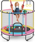 Mini Trampoline for Kids & Toddlers, Ages2-10 | Indoor & Outdoor, with Safety Enclosure Net, Basketball Hoop & Ocean Balls, Birthday Gift for Boy,Girl