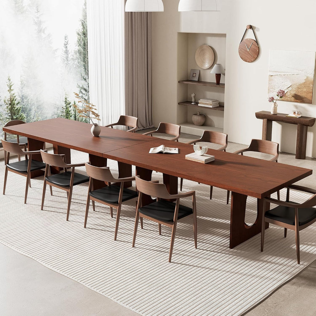 GarveeHome Dining Table for 6-8 People - 71' Modern Long Kitchen Table with Large Tabletop & Heavy Duty Pedestal Legs, Dinner Table for Kitchen, Conference Room, Home, Walnut