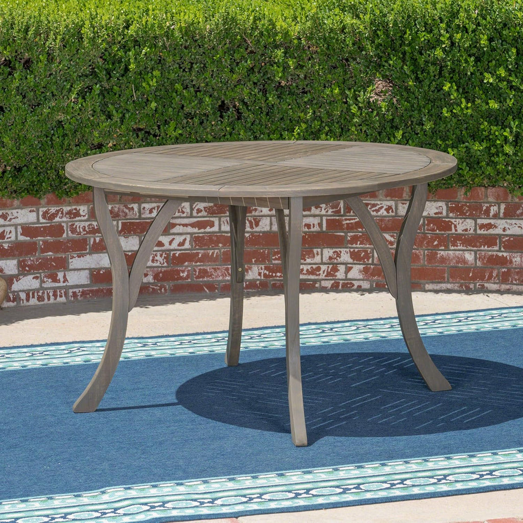Christopher Knight Home Adn Outdoor 47' Round Acacia Wood Dining Table, Grey