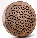 Rain-Fall Disc, 8.6 Inch (22 cm) Wooden Ocean Drum, Gentle Rain Sound for Sound Bath, Meditation & Sound Healing, Flower of Life & AUM Design
