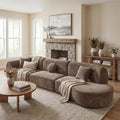 Christopher Knight Home Grelyn 140' Modular Sectional Sofa Couch, Wool Fabric Boneless Cloud Couch, Fully Compressed Home Sofa Living Room, 3-Piece Lounge Sofa with Chaise, Fully Assembled, Brown