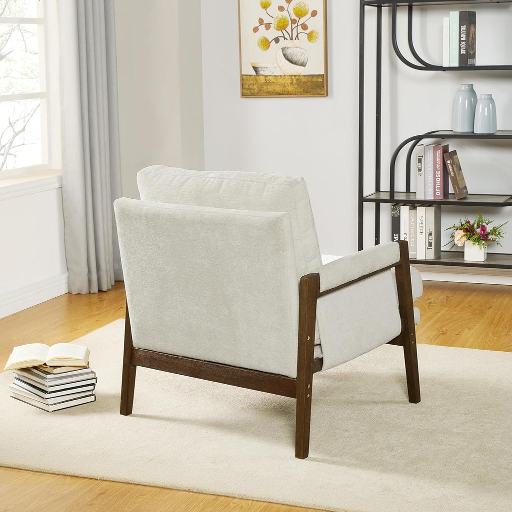 Roundhill Furniture Kelly Mid-Century Modern Accent Armchair, White