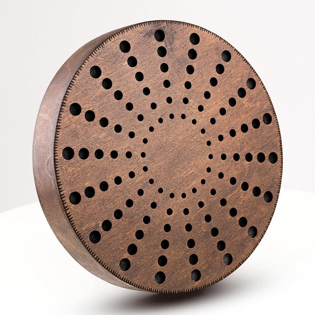 Rain-Fall Disc, 8.6 Inch (22 cm) Wooden Ocean Drum, Gentle Rain Sound for Sound Bath, Meditation & Sound Healing, Sound Ripples Design