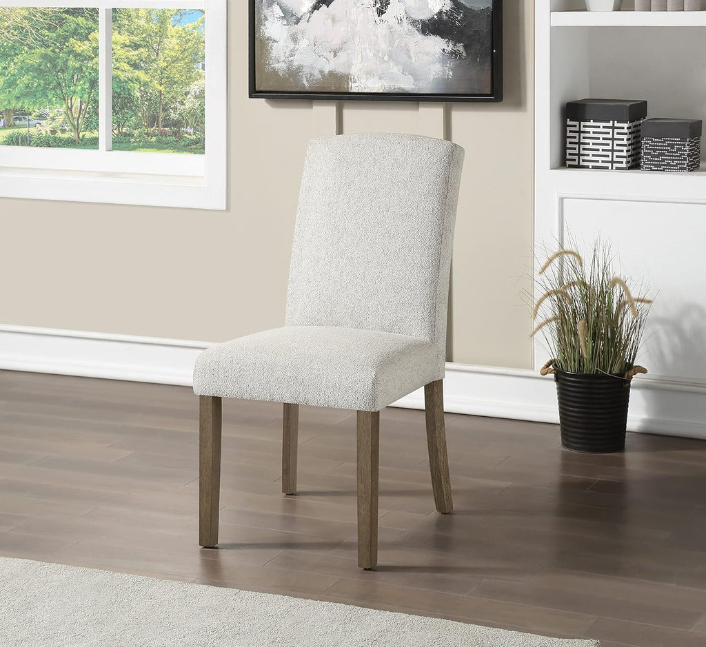 OSP Home Furnishings Everly Traditional High-Back Padded Dining Chair 2-Pack with Grey Washed Legs, Oyster Grey Fabric