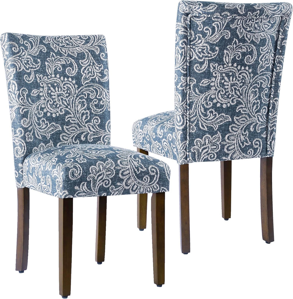 HomePop Classic Parsons Dining Chair -Denim Jacobean Print (Set of 2)