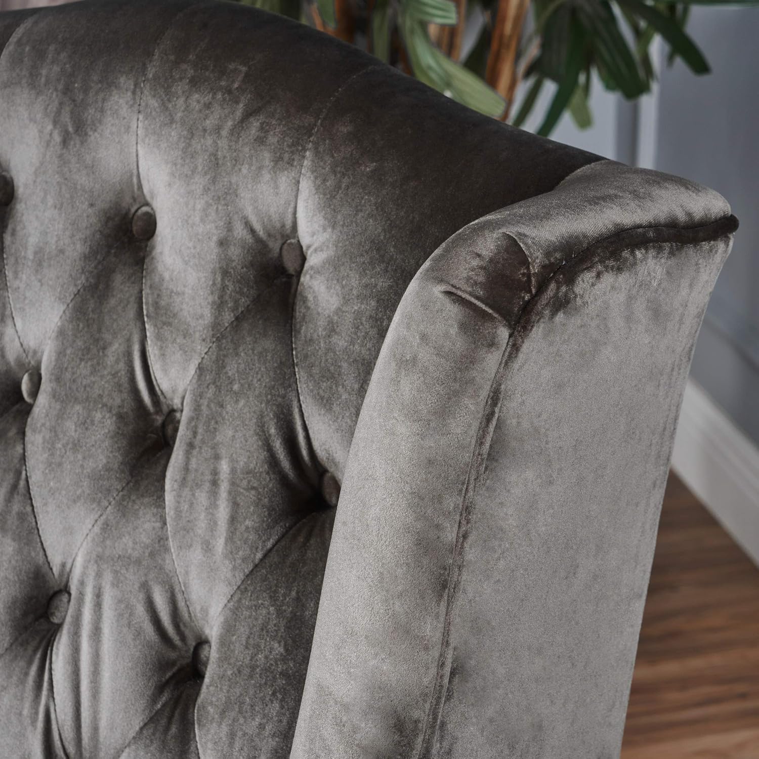 Christopher Knight Home Toddman High-Back Velvet Club Chair, Grey
