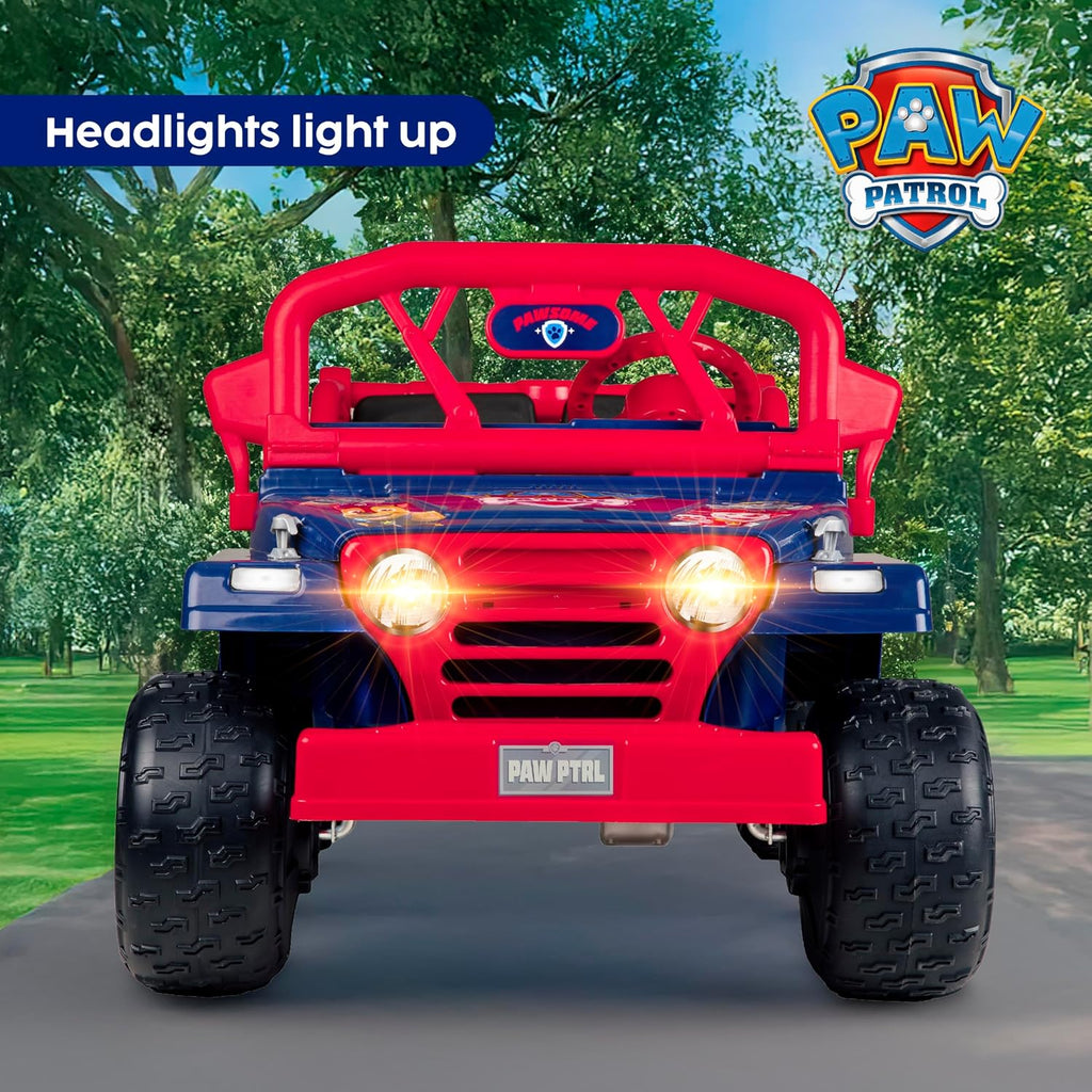 Paw Patrol 12V Kids Electric Ride-On Car, 2-Seater with Music, Sounds, Durable Wheels, Dual Seat Belts, Forward & Reverse Drive