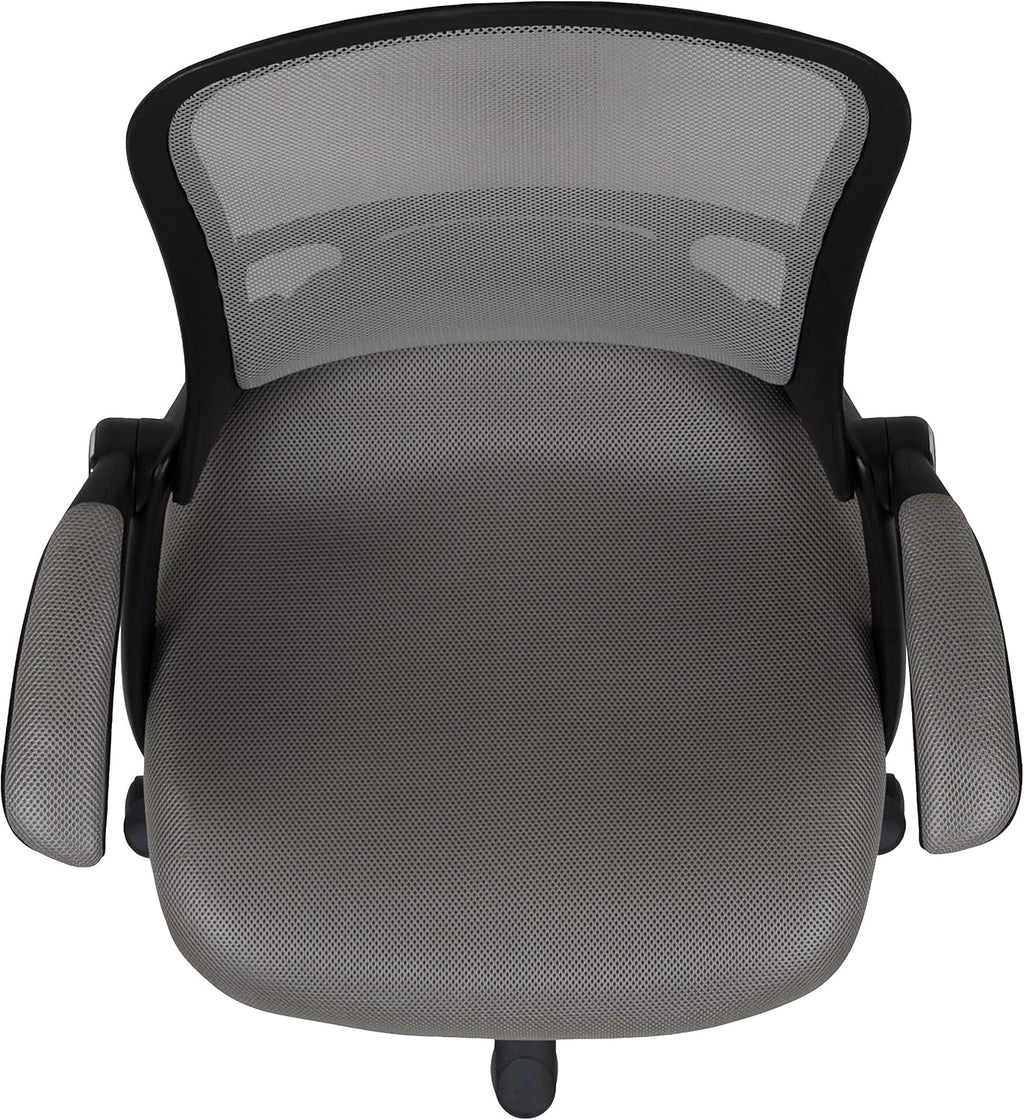 Flash Furniture Porter High-Back Swivel Office Chair with Adjustable Lumbar Support and Seat Height, Ergonomic Mesh Desk Chair with Flip-Up Armrests, Gray/Black