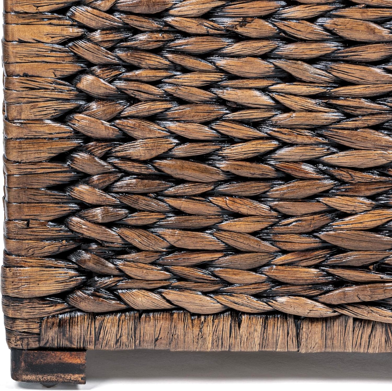 happimess HPM9005B Anada 30' Handwoven Wicker Weave Storage Trunk, Brown Wash, Collapsible for flat storage, for Office, Dorm Room, Entryway, Bedroom, Dining Room