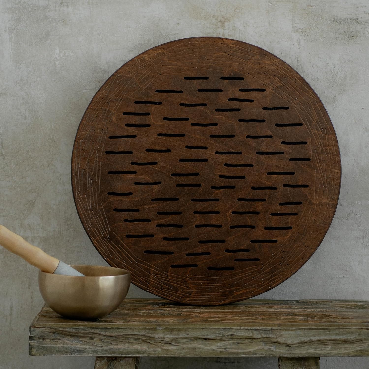 Water-Fall Disc — Wooden Ocean Drum, Storm, 16' (40 cm) | Long Water Ambience for Sound Bath, Meditation & Yoga | With Protective Bag