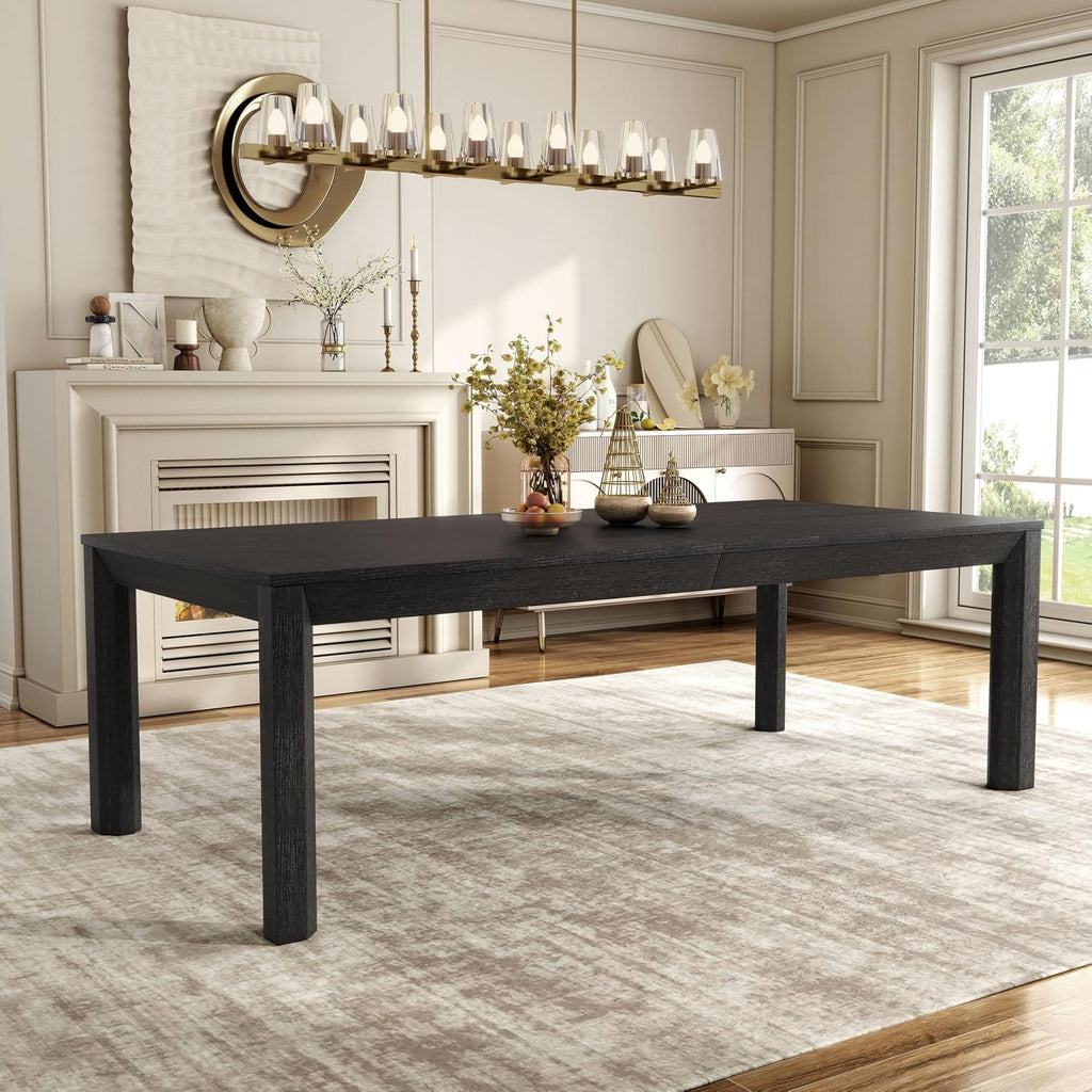 Furniture of America Dannen Modern Solid Wood 118-inch Extendable Dining Table with Leaf, Seats up to 10, Easy Assembly for Home, Kitchen, Living Room, Weathered Black