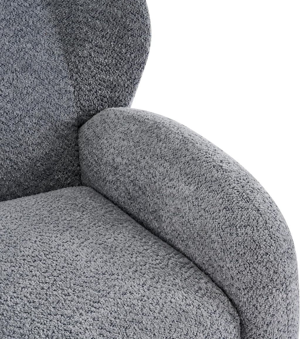 Christopher Knight Home Aiden Boucle Wingback Accent Chair, Fabric Upholstered Club Chair with Wooden Frame, Comfy Reading Chair for Living Room/Bedroom, Dusty Blue+Walnut