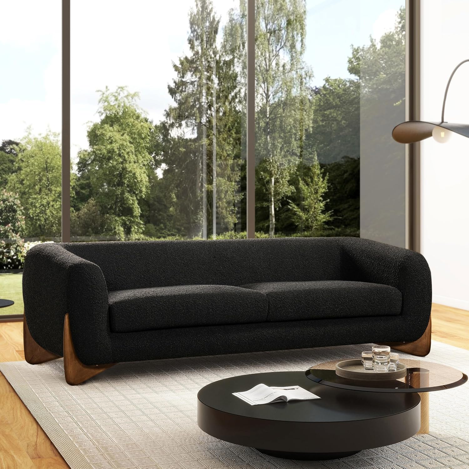 Jennifer Taylor Home Alpine 90.5' Modern Scandinavian Minimalist Round Arm Sherpa Sofa
