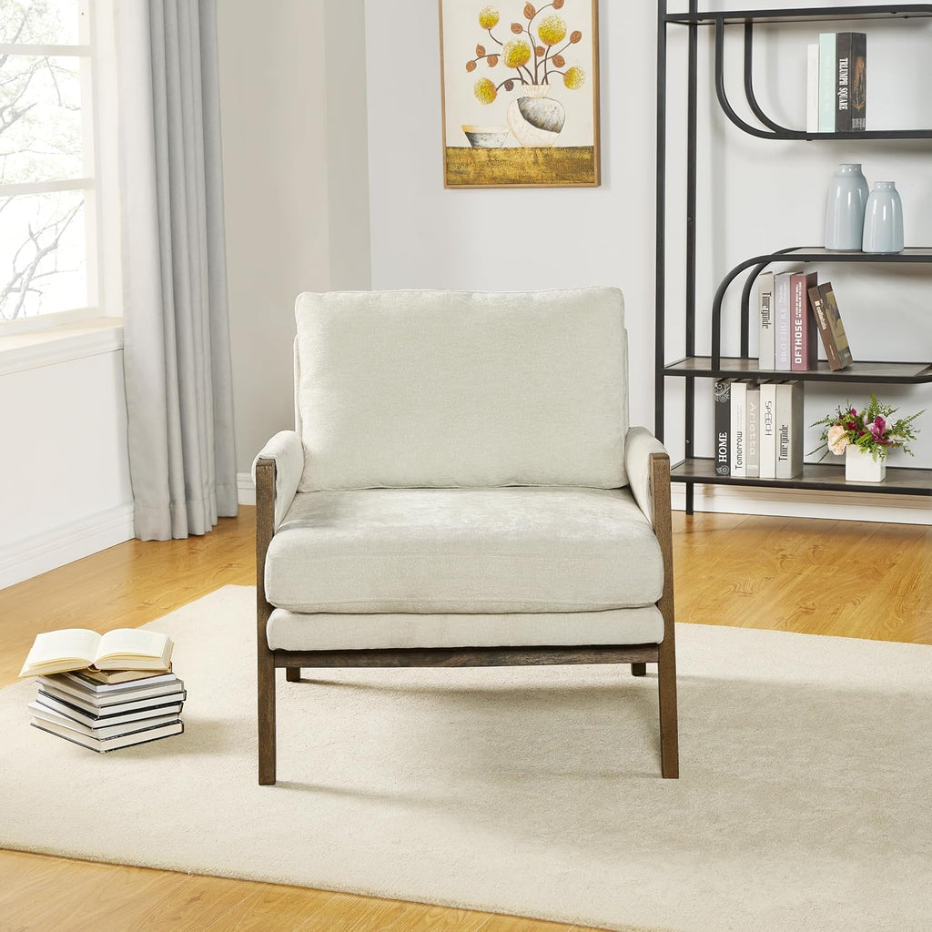 Roundhill Furniture Kelly Mid-Century Modern Accent Armchair, White