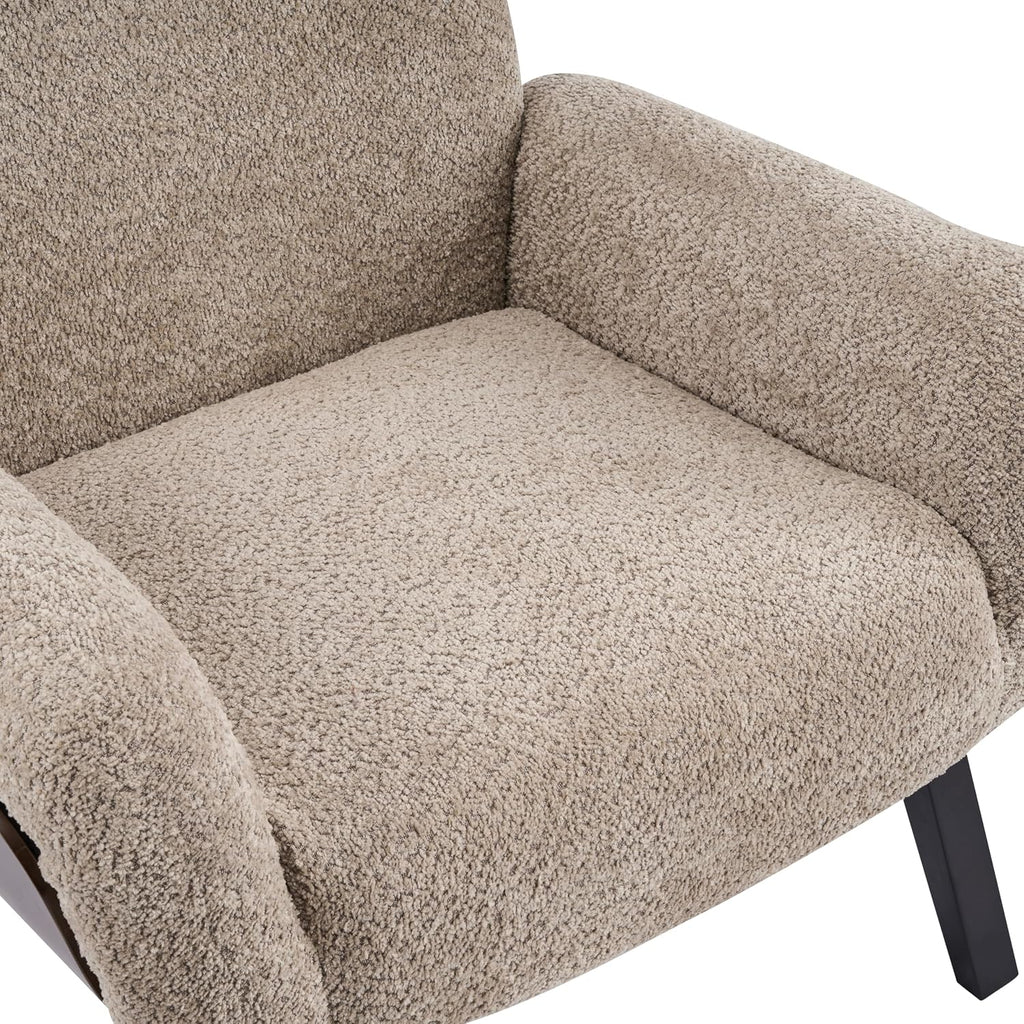 Christopher Knight Home Audrey Boucle Upholstered Accent Chair, Living Room Low Profile Armchair, Solid Wood Comfy Reading Chair, Modern Single Lounge Sofa, Light Camel