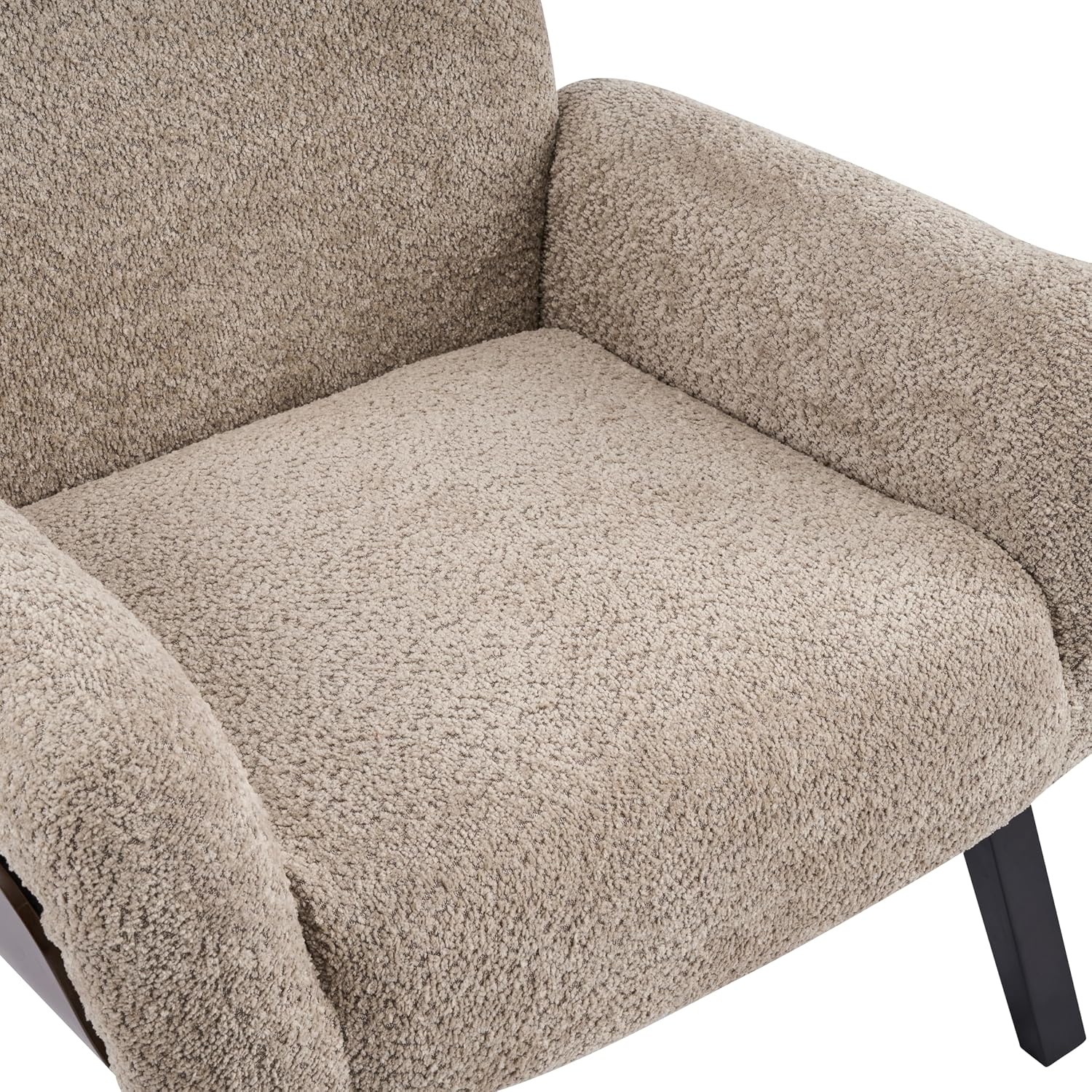 Christopher Knight Home Audrey Boucle Upholstered Accent Chair, Living Room Low Profile Armchair, Solid Wood Comfy Reading Chair, Modern Single Lounge Sofa, Light Camel