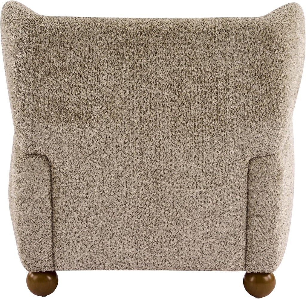 Christopher Knight Home Aiden Boucle Wingback Accent Chair, Fabric Upholstered Club Chair with Wooden Frame, Comfy Reading Chair for Living Room/Bedroom, Light Brown+Walnut Brown