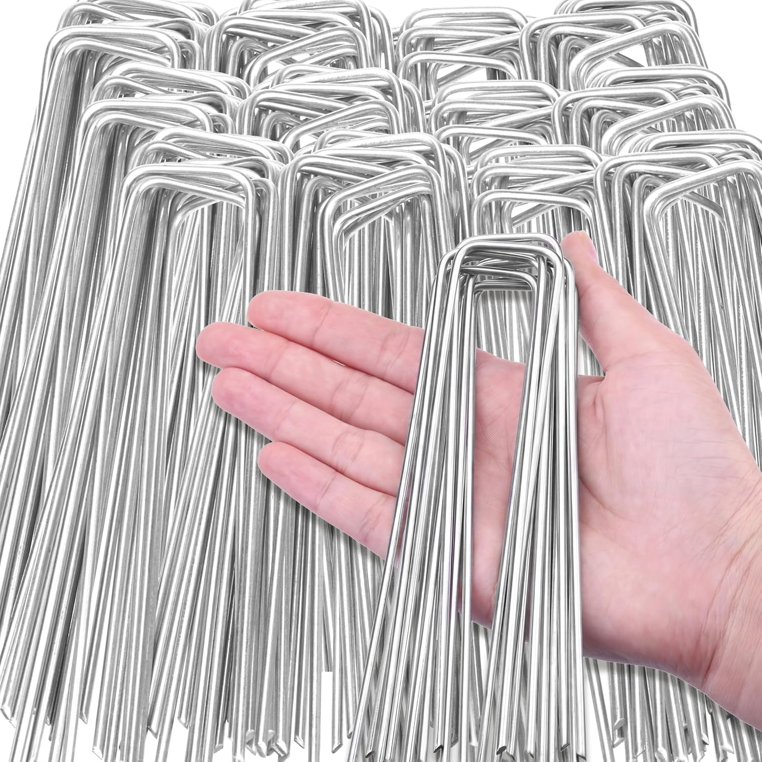 4000 Pack 6 Inch Landscape Staples Bulk, Galvanized Garden Stakes 11 Gauge U-Shaped Pins Tent Stakes Yard Ground Staples for Landscaping Fabric, Lawn, Turf, Fence, Plant Cover, Irrigation