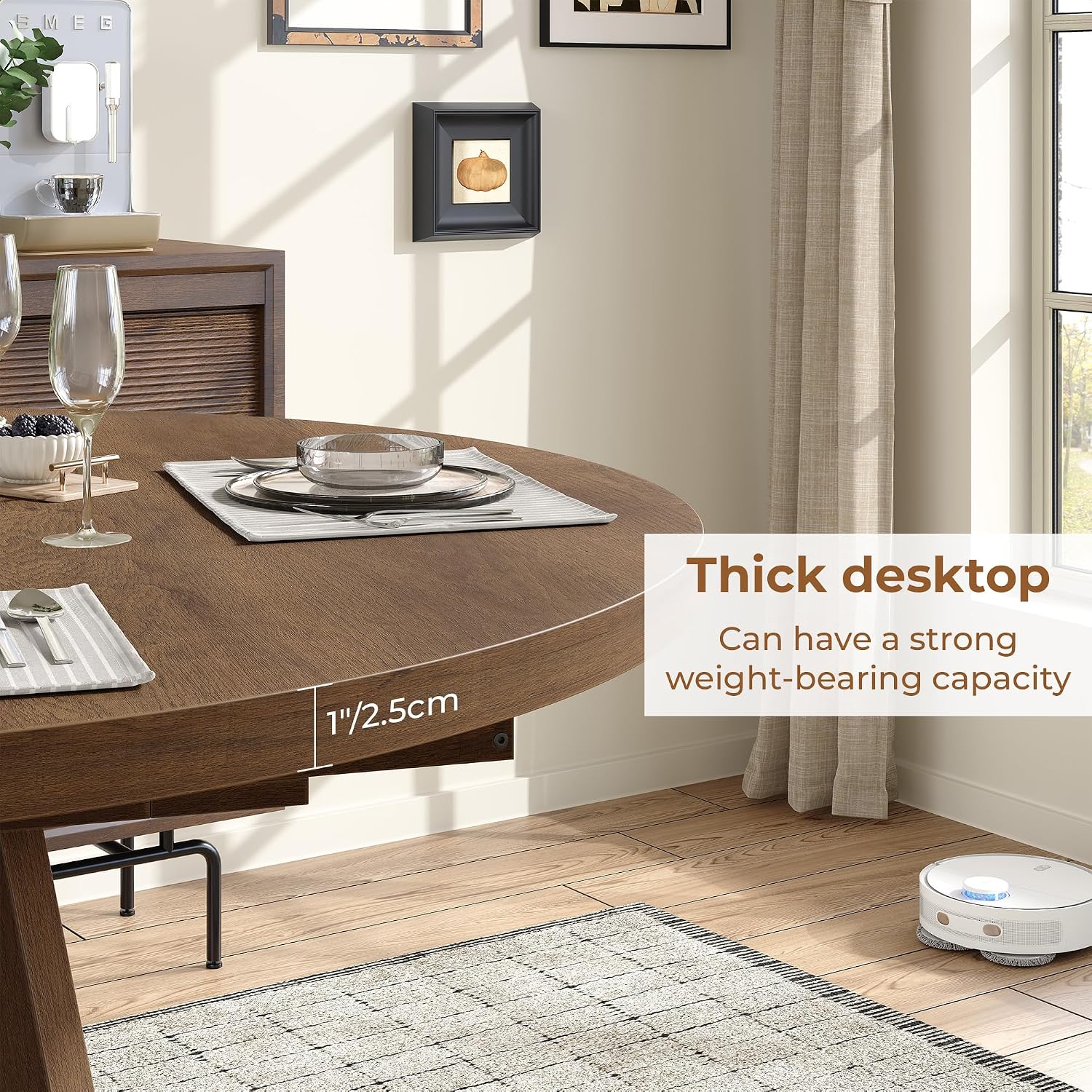Extendable Round Dining Table for 4-8,Modern Kitchen Oval Dining Table with Removable Leaves Space Saving,Wood Base for Kitchen Living Room (Walnut)