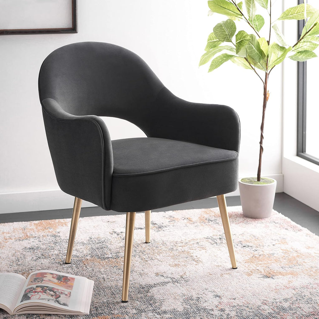 SAFAVIEH Home Collection Dublyn Black Velvet/Gold Accent Chair